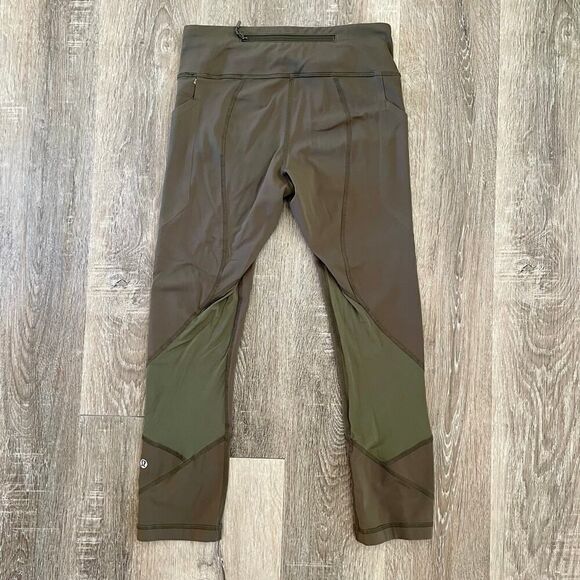 Lululemon Pace Rival Crop Legging Dark Olive - Size: 4 - Picture 4 of 12